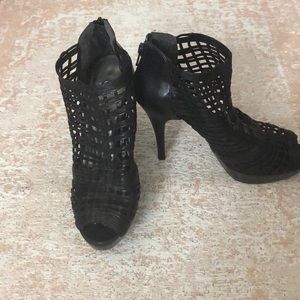 Stuart Weitzman caged leather booties